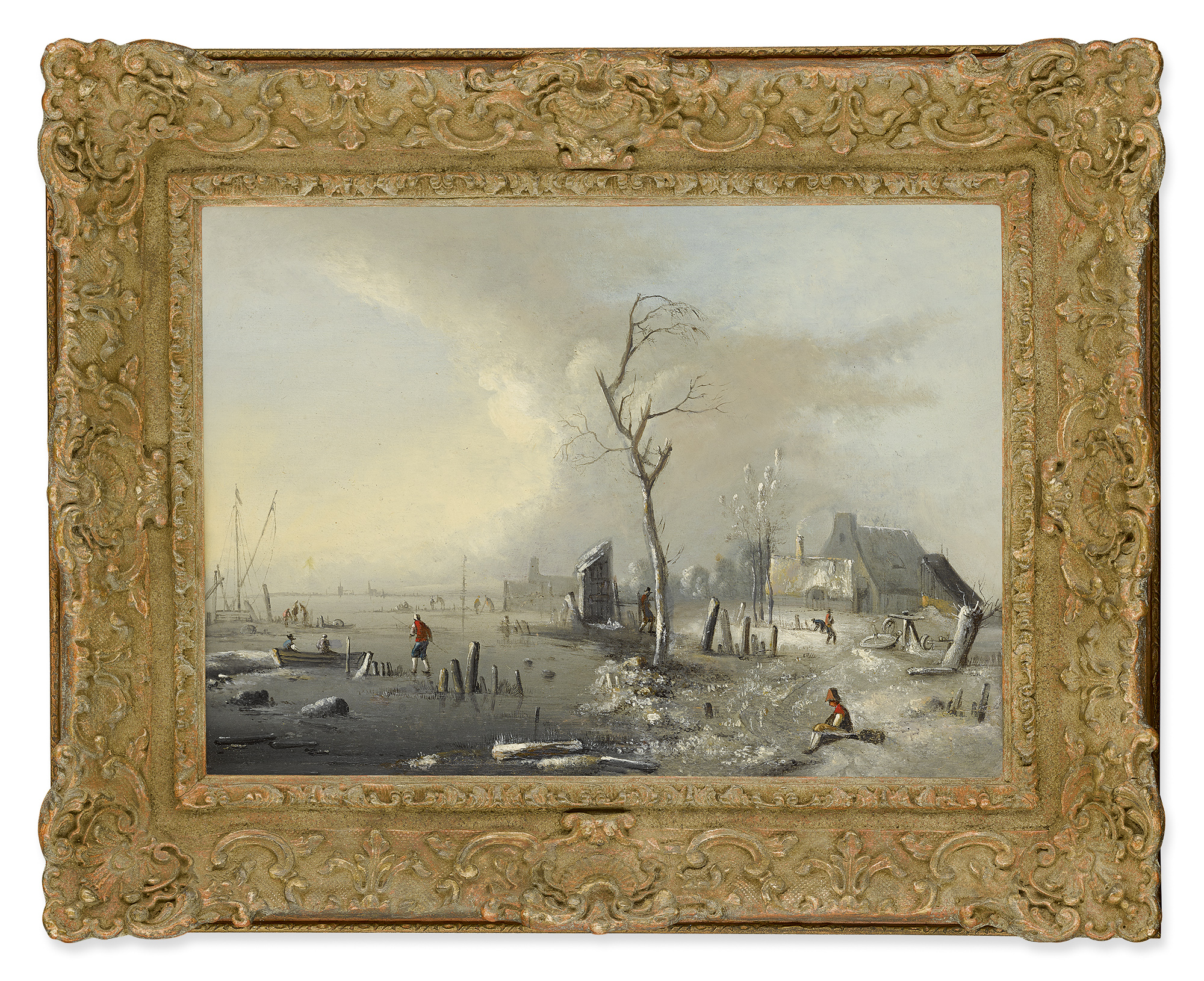 DUTCH SCHOOL, 18TH CENTURY | A WINTER LANDSCAPE WITH FIGURES