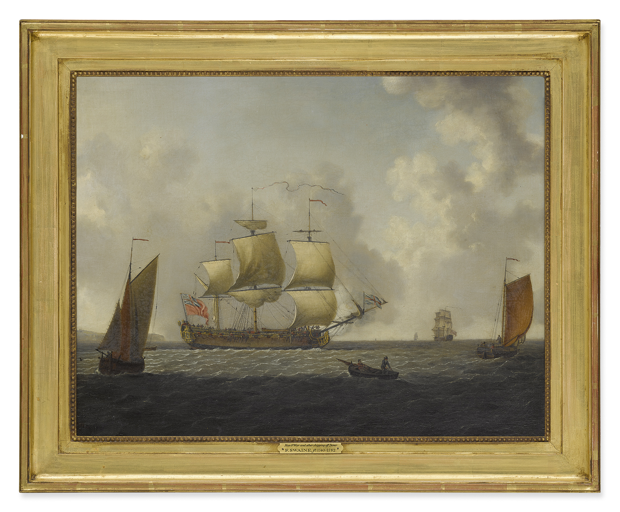 FRANCIS SWAINE | AN ENGLISH MAN-O'-WAR WITH OTHER SHIPS SAILING IN A FRESH BREEZE