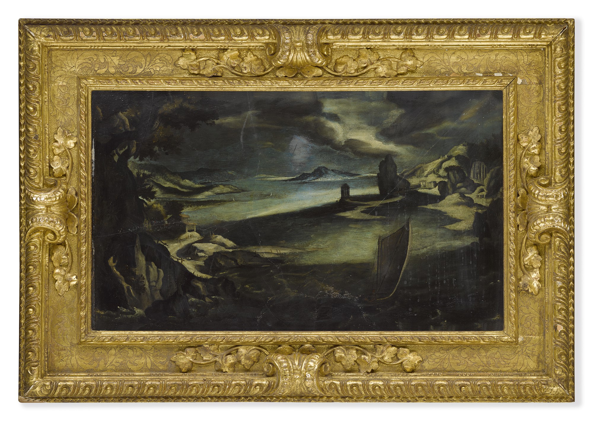 CIRCLE OF FILIPPO D'ANGELI OR DE LIAGNO, CALLED FILIPPO NAPOLETANO | A VIEW OF A SHIP IN STORMY WEATHER