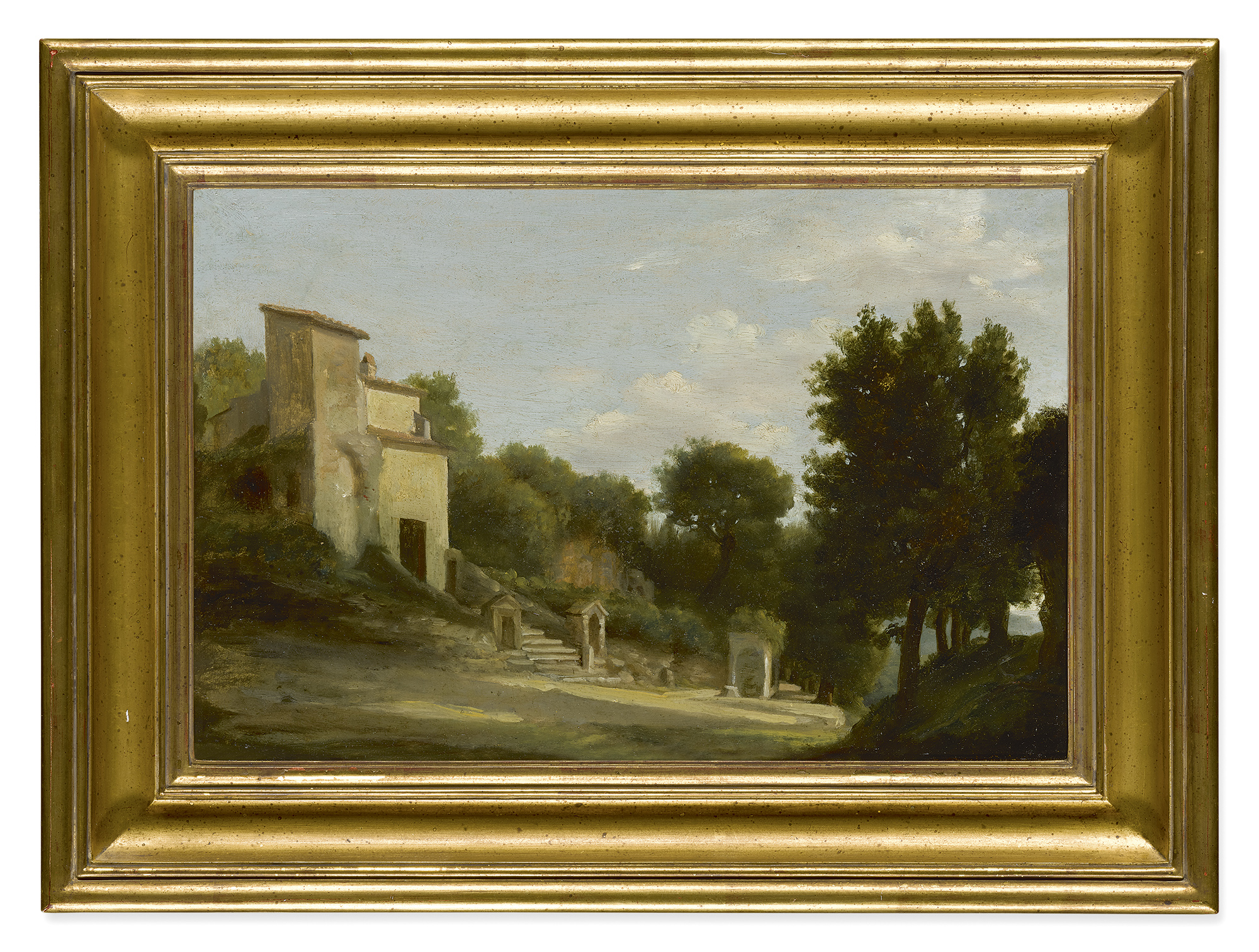 AUGUSTE JEAN-BAPTISTE VINCHON | THE RUINS OF DOMITIAN'S VILLA AT CASTEL GANDOLFO WITH THE CHAPEL OF THE VIRGIN MARY
