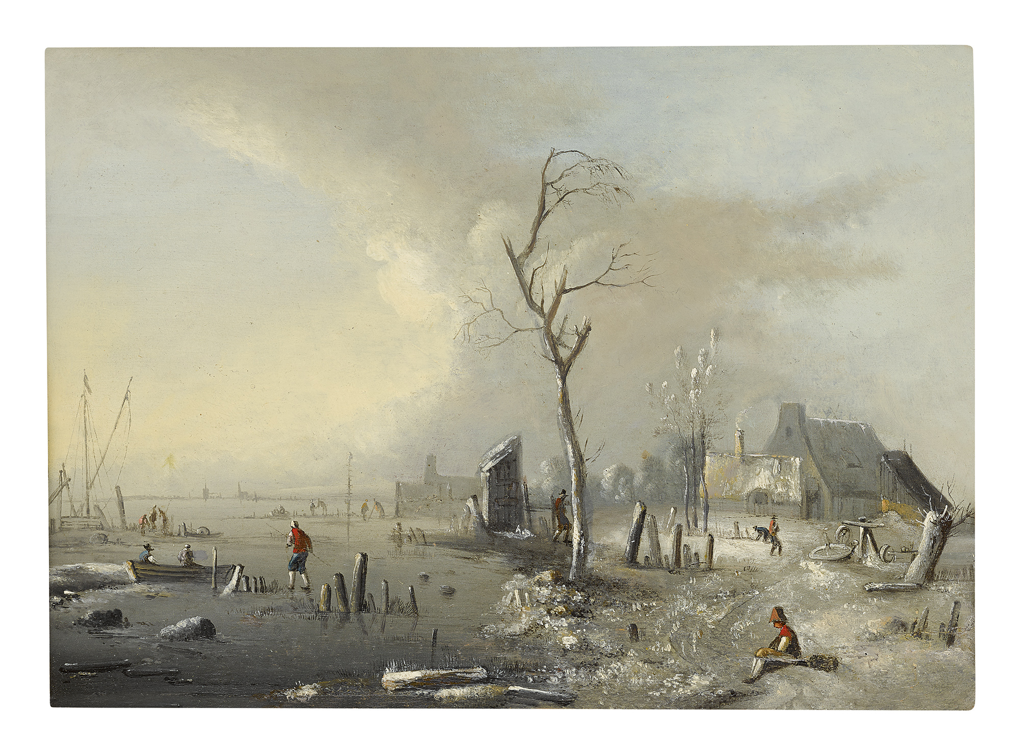 DUTCH SCHOOL, 18TH CENTURY | A WINTER LANDSCAPE WITH FIGURES