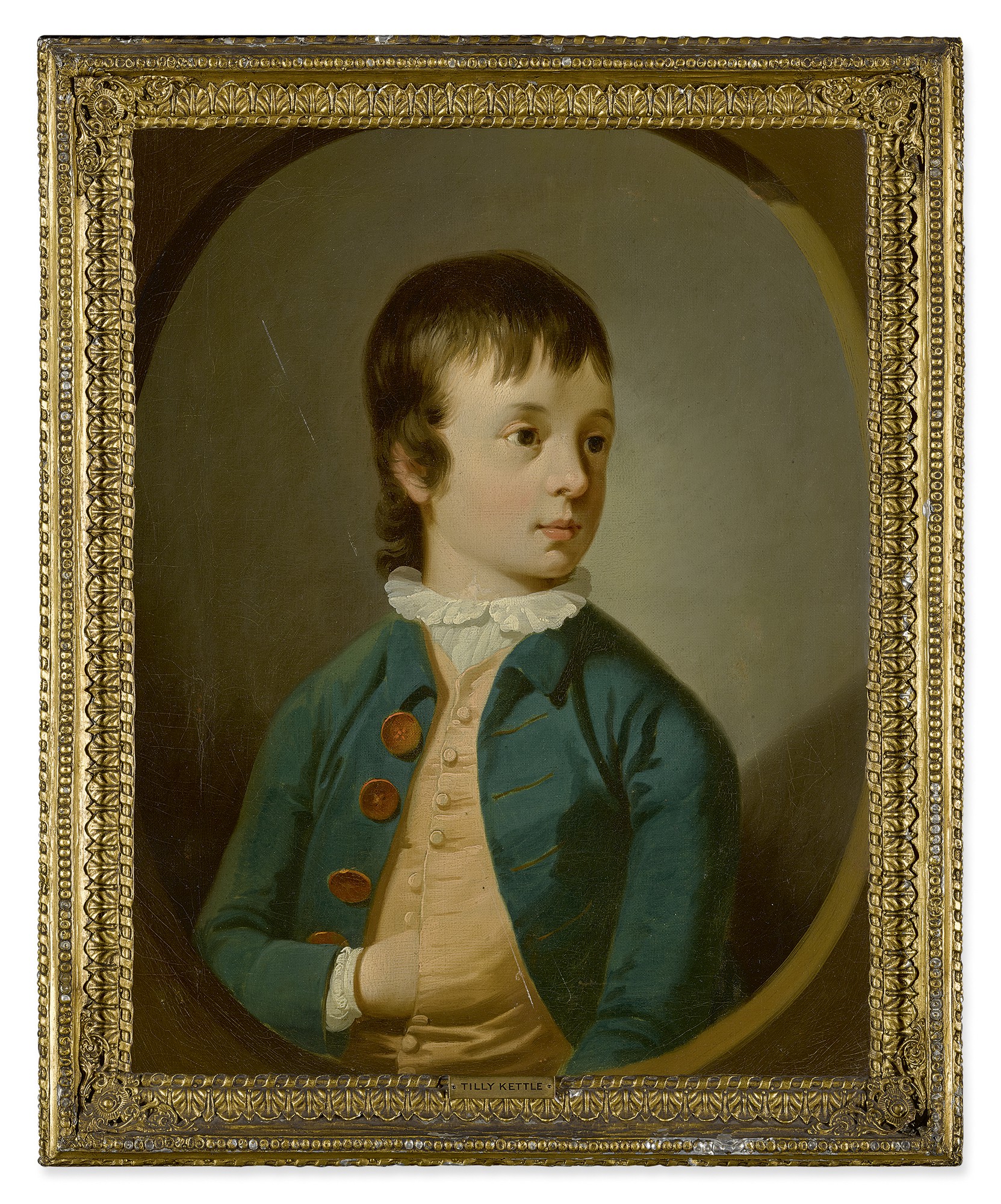 TILLY KETTLE | PORTRAIT OF GEORGE LEGGE, 3RD EARL OF DARTMOUTH (1755-1810), HALF LENGTH, AS A YOUNG BOY IN A GREEN COAT AND YELLOW WAISTCOAT, HIS HEAD TURNED TO THE RIGHT