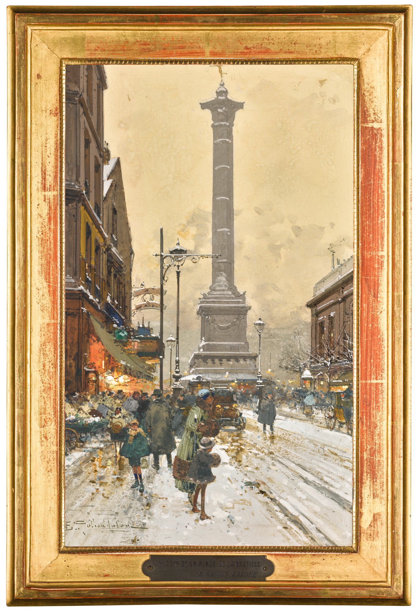 EUGÈNE GALIEN-LALOUE | Three Parisian Views: (I) Place de la Madeleine, marché aux fleurs (Ii) Le marché aux puces, Porte du Châtillon (Iii) Place de la Bastille
